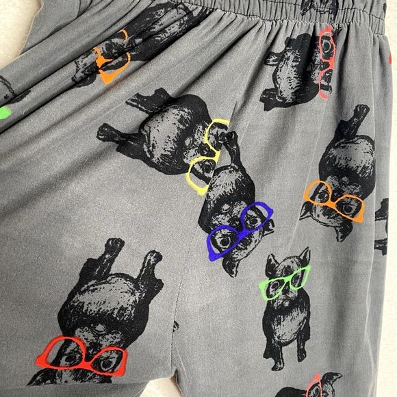 French Bulldog High Waist Graphic Soft Joggers Gray Medium Loungewear PJ Pants - Picture 7 of 10